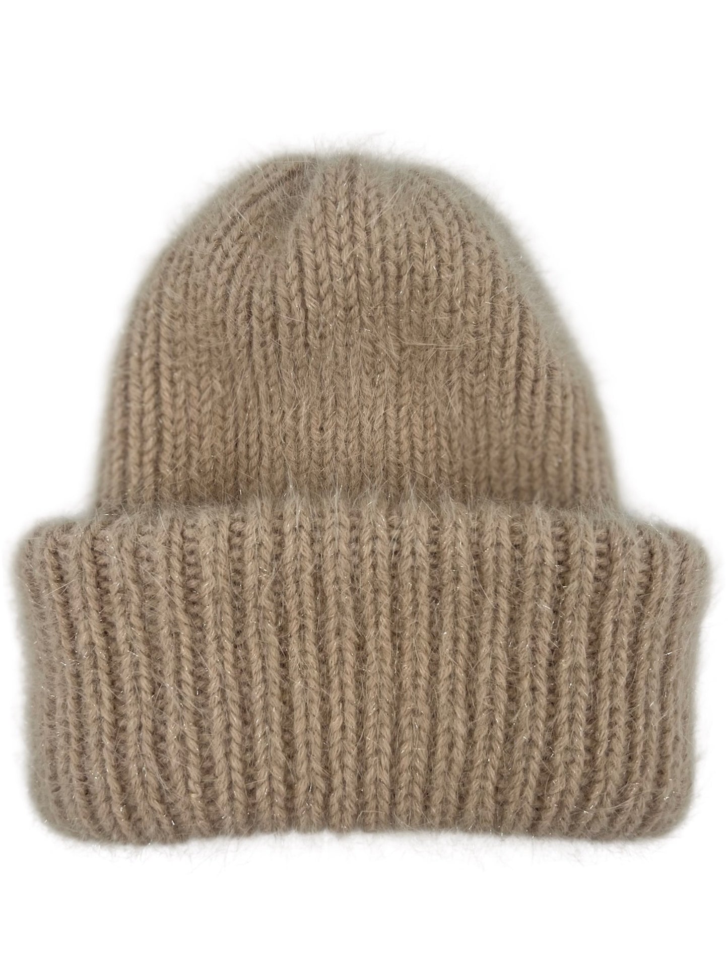 Women's Angora Hat - Elegant Beige with Lurex