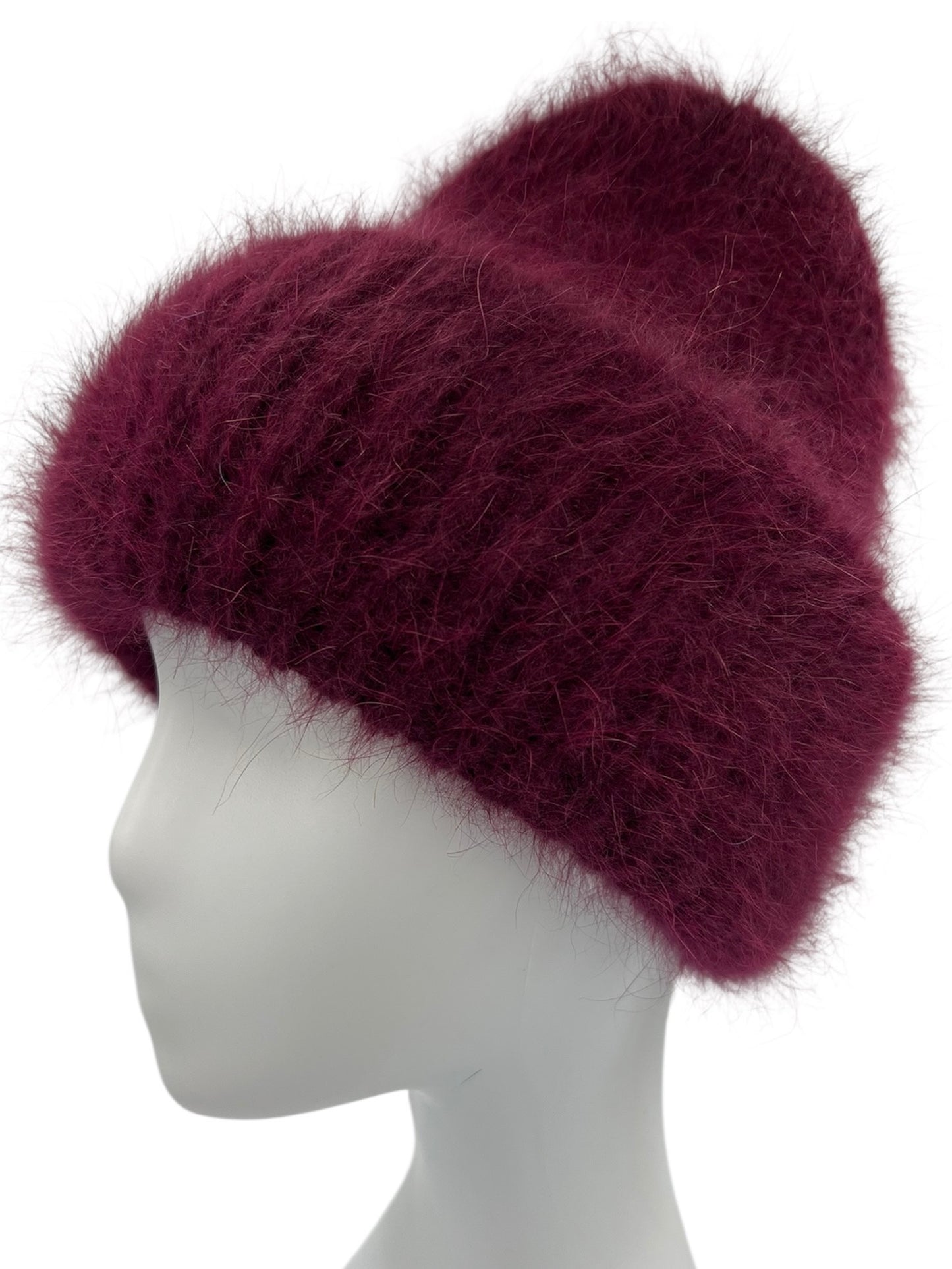 Czapka Damska z Angory - Eleganckie Bordo