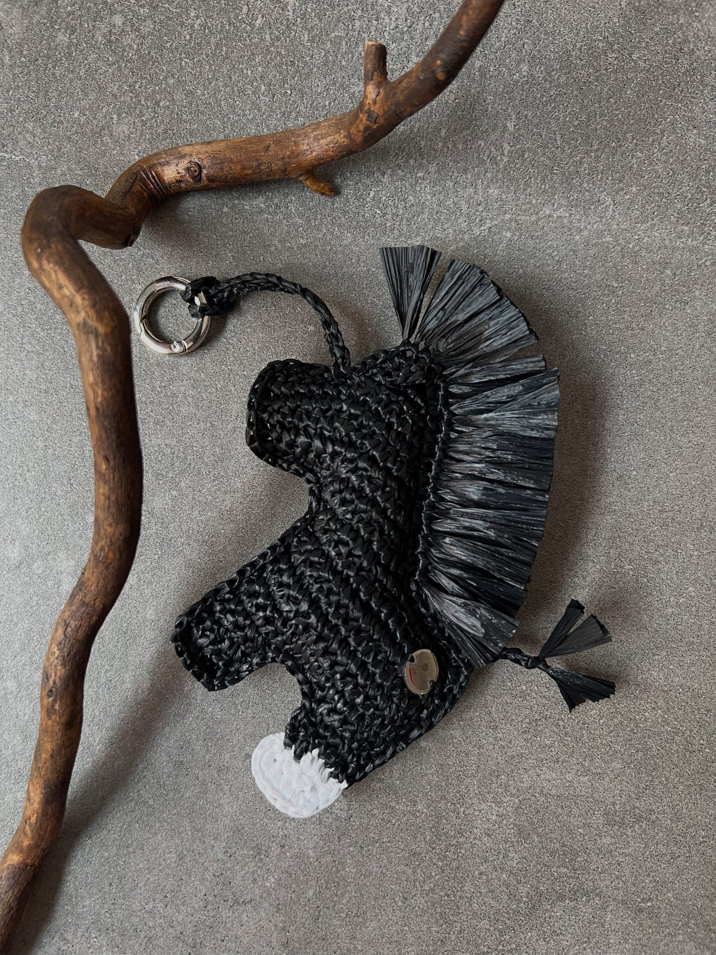 Handbag charm - Lucky Pony black with a white hoof